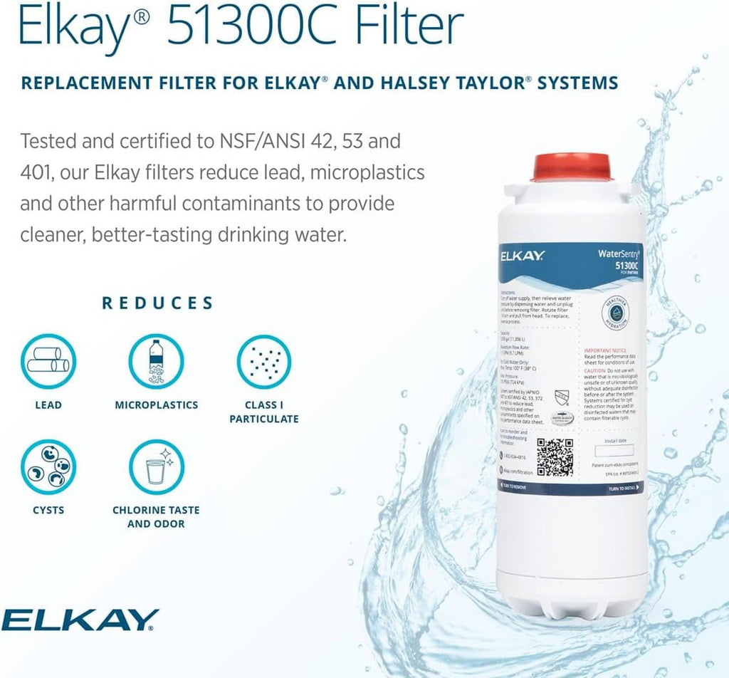 Elkay 51300C/ERF750/55898C Replacement Filter, for Bottle Fillers & Coolers