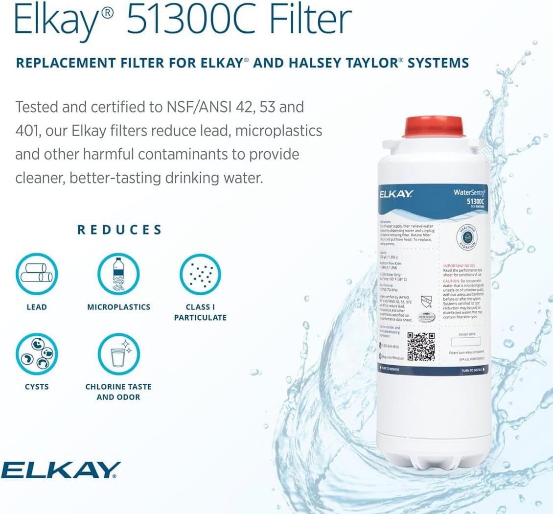 Elkay 51300C/ERF750/55898C Replacement Filter, for Bottle Fillers & Coolers