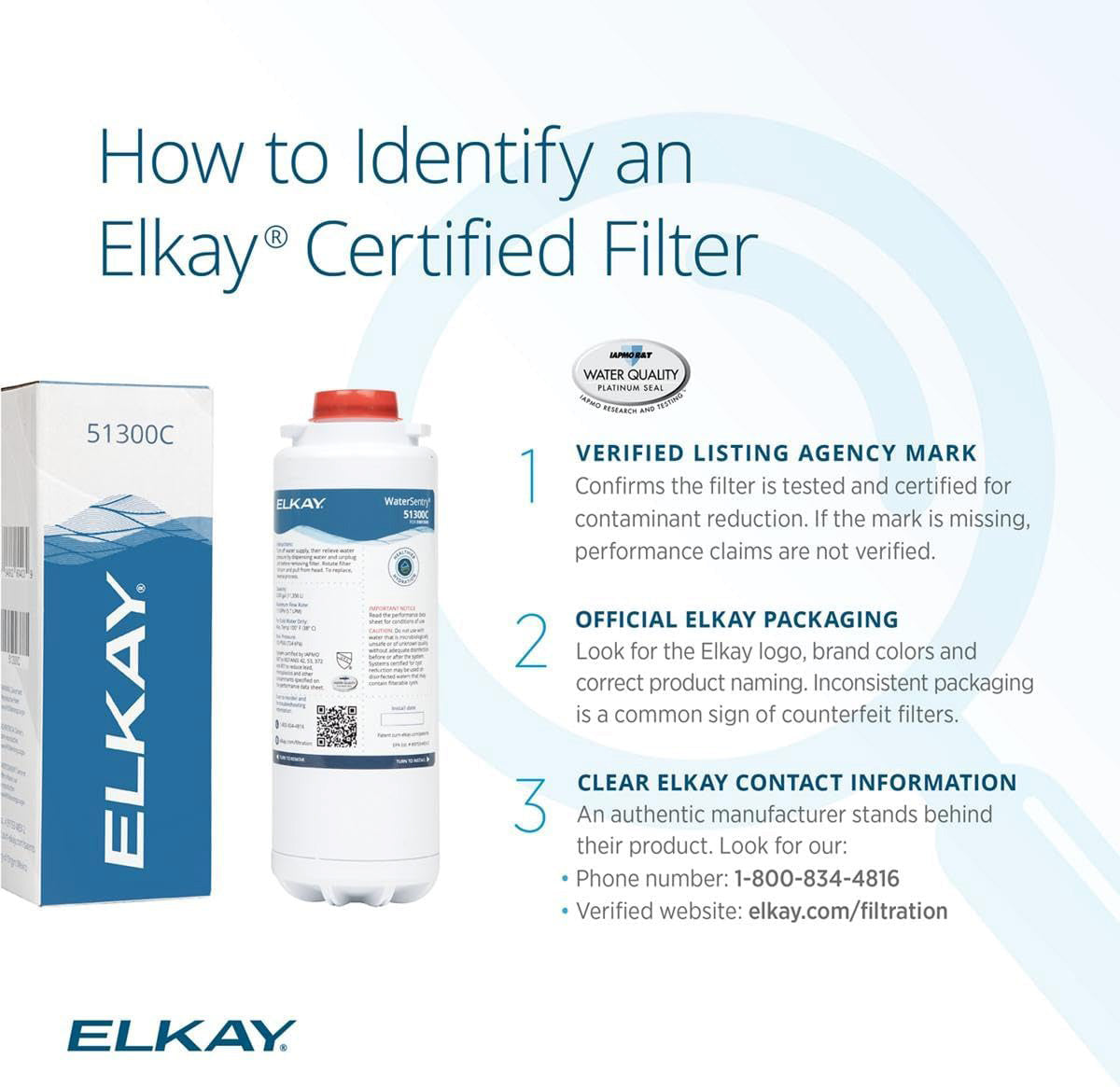 Elkay 51300C/ERF750/55898C Replacement Filter, for Bottle Fillers & Coolers