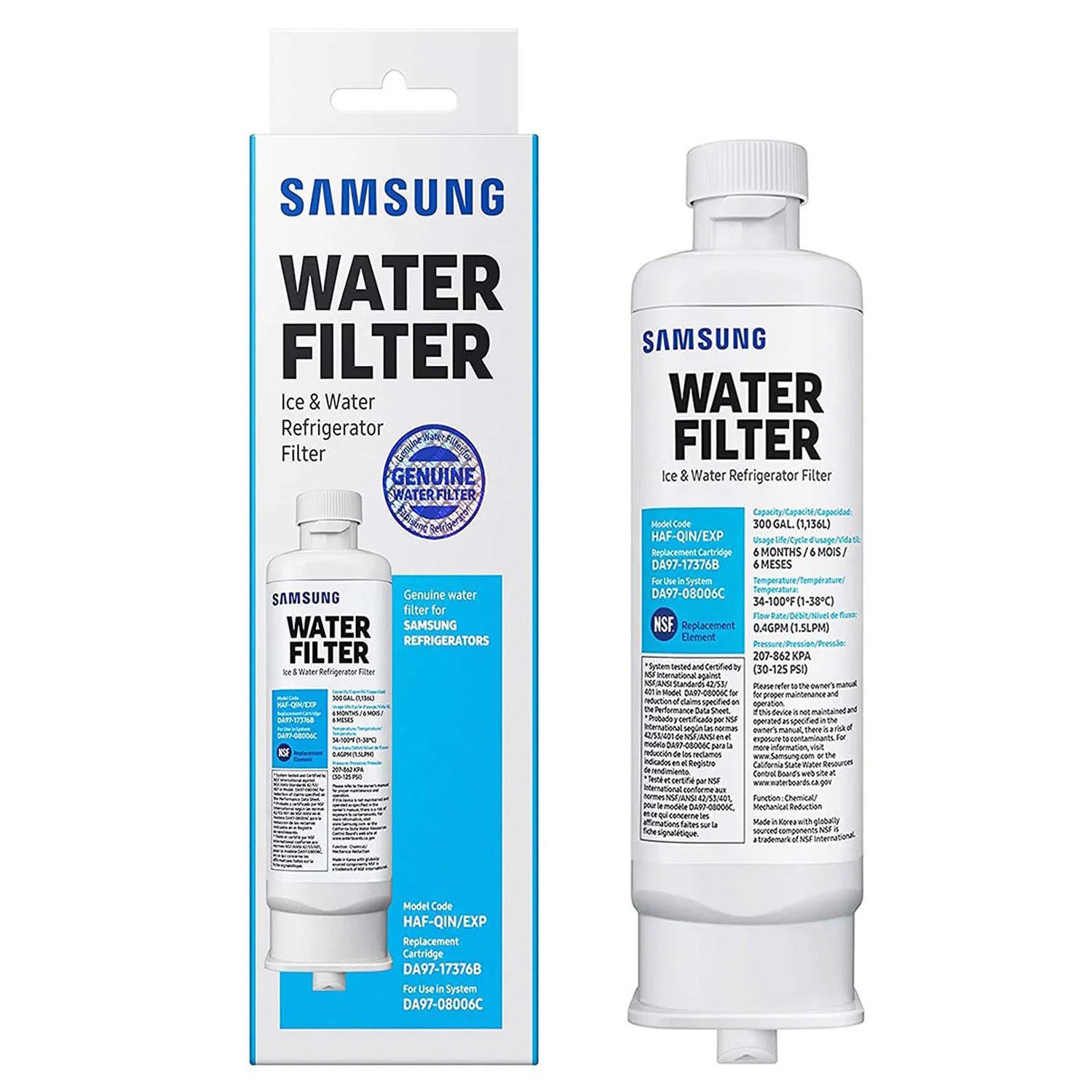 Samsung DA97-17376B Refrigerator Water Filter, Reduces Harmful Contaminants for Clean Drinking Water, Easy Install