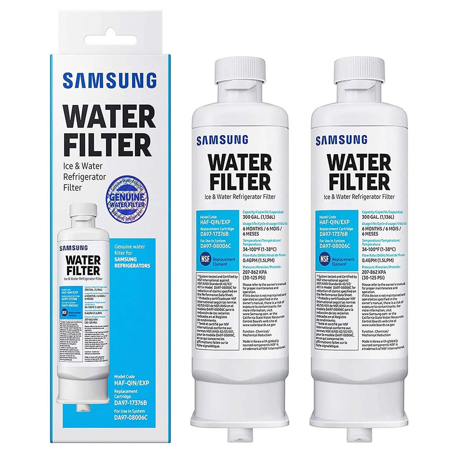 Samsung DA97-17376B Refrigerator Water Filter, Reduces Harmful Contaminants for Clean Drinking Water, Easy Install