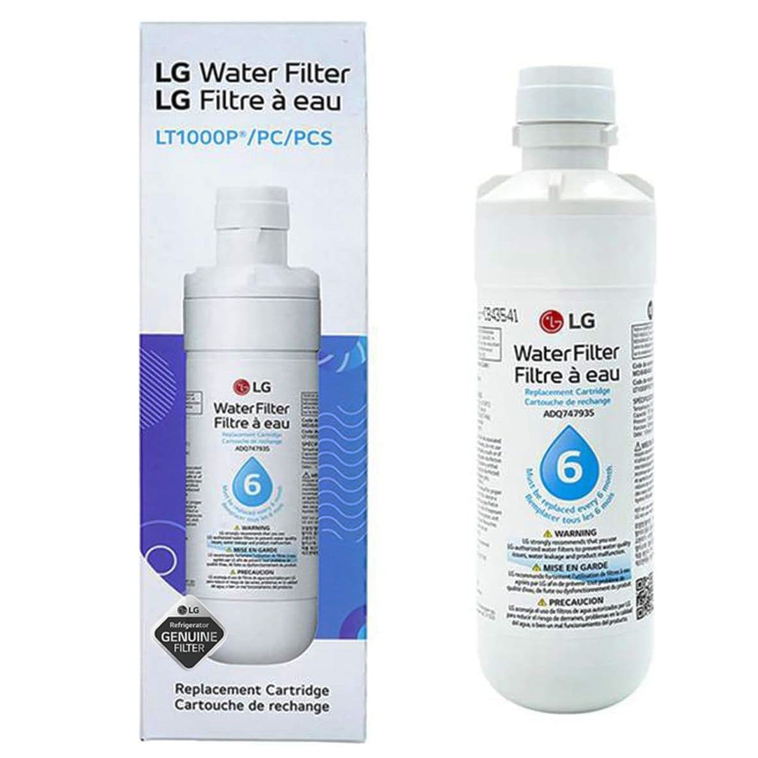 LG LT1000P Replacement Refrigerator Water Filter, ADQ747935, ADQ74793501, White