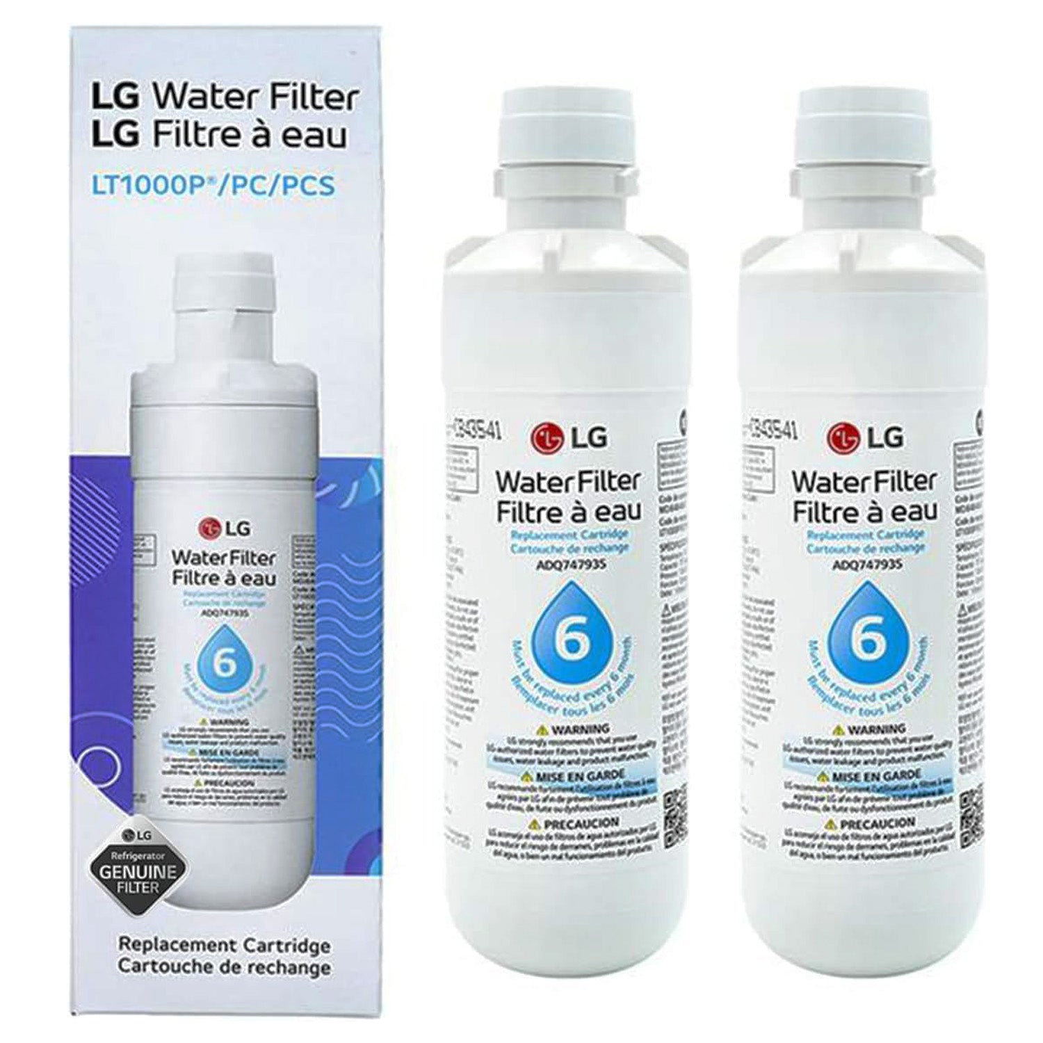 LG LT1000P Replacement Refrigerator Water Filter, ADQ747935, ADQ74793501, White